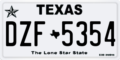 TX license plate DZF5354