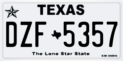 TX license plate DZF5357