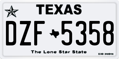 TX license plate DZF5358