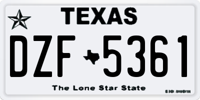 TX license plate DZF5361