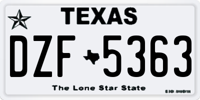 TX license plate DZF5363