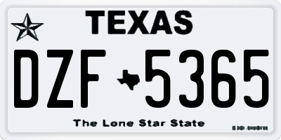 TX license plate DZF5365