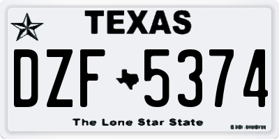 TX license plate DZF5374