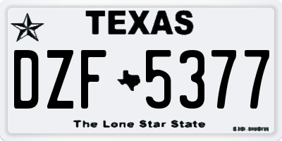 TX license plate DZF5377