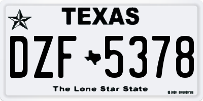 TX license plate DZF5378