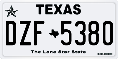 TX license plate DZF5380