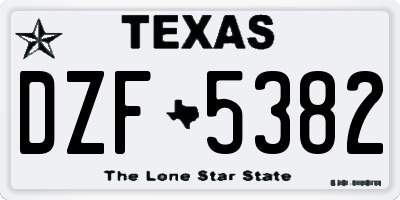 TX license plate DZF5382