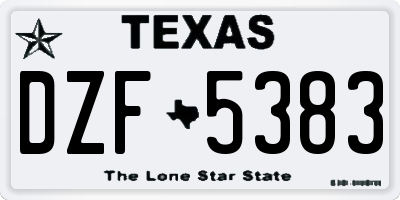 TX license plate DZF5383