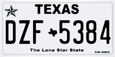 TX license plate DZF5384