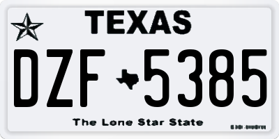 TX license plate DZF5385