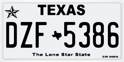 TX license plate DZF5386