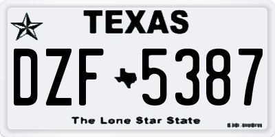 TX license plate DZF5387