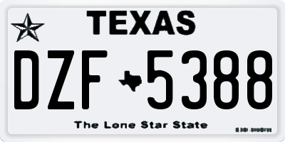 TX license plate DZF5388