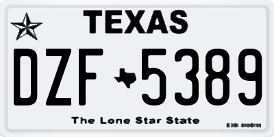 TX license plate DZF5389