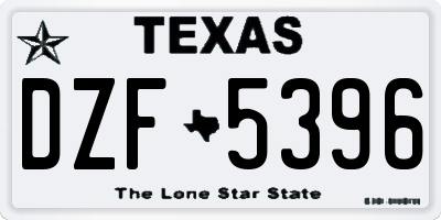 TX license plate DZF5396