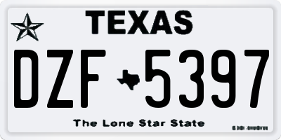 TX license plate DZF5397