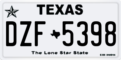TX license plate DZF5398