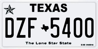 TX license plate DZF5400