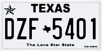 TX license plate DZF5401