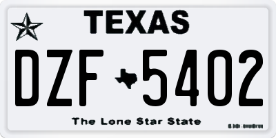TX license plate DZF5402