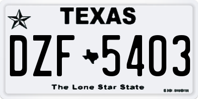 TX license plate DZF5403