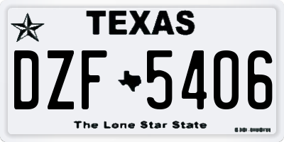 TX license plate DZF5406