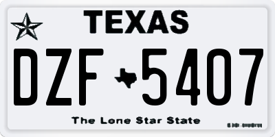 TX license plate DZF5407