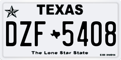 TX license plate DZF5408