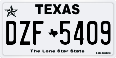 TX license plate DZF5409