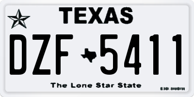 TX license plate DZF5411