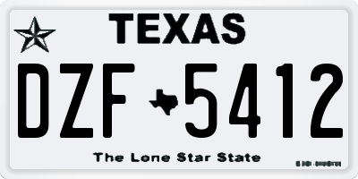 TX license plate DZF5412