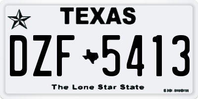 TX license plate DZF5413