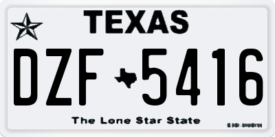 TX license plate DZF5416