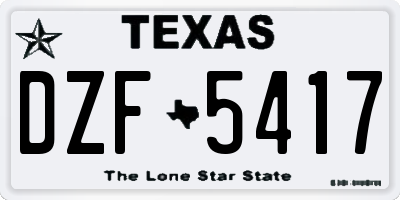 TX license plate DZF5417