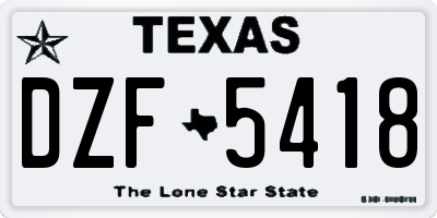 TX license plate DZF5418