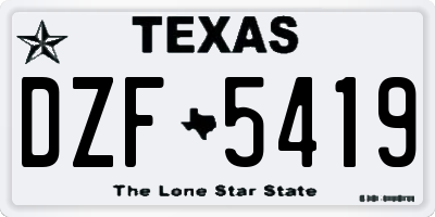 TX license plate DZF5419