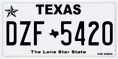 TX license plate DZF5420