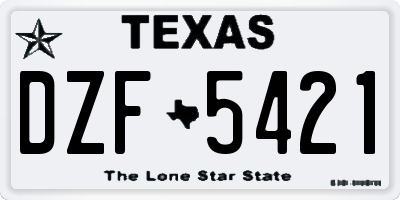 TX license plate DZF5421