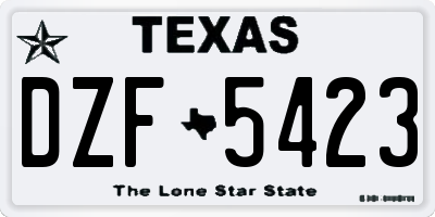 TX license plate DZF5423