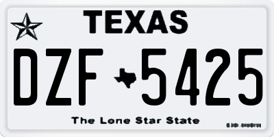 TX license plate DZF5425