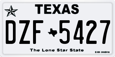 TX license plate DZF5427