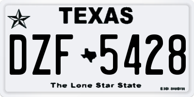 TX license plate DZF5428