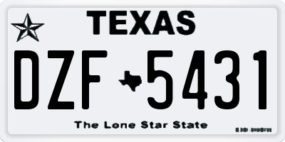TX license plate DZF5431