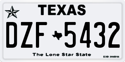 TX license plate DZF5432