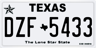TX license plate DZF5433