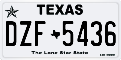 TX license plate DZF5436