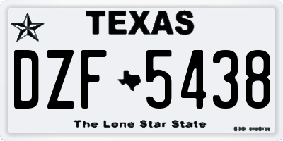 TX license plate DZF5438