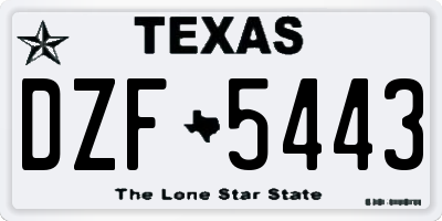 TX license plate DZF5443