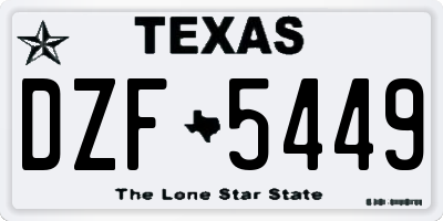 TX license plate DZF5449