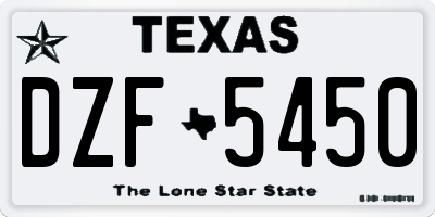 TX license plate DZF5450